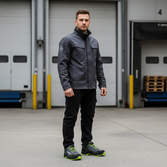 Scarpe di sicurezza Sparco Indy Texas indossate in ambiente logistico