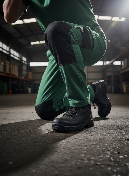 Pantalone tuta Kapriol Slick indossato da operaio in contesto di lavoro professionale