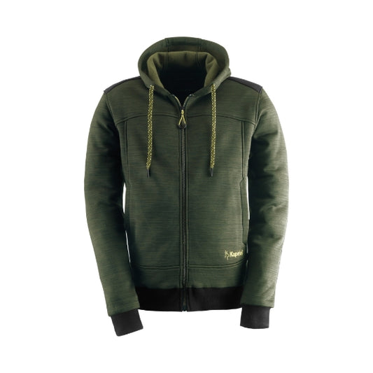 Kapriol Felpa da Lavoro con Cappuccio Slick verde oliva con zip frontale e polsini elastici