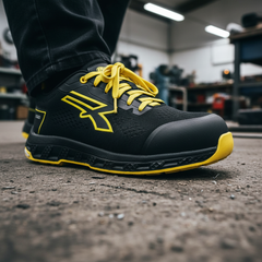 Paio scarpe antinfortunistiche U-Power Fitz ESD S1PS HRO FO SR nere e gialle
