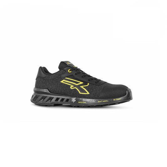 Scarpa antinfortunistica ultraleggera U-Power Frank nera e giallo fluo vista laterale