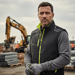 Lavoratore con Sparco Gilet da lavoro in cantiere edile – abbigliamento tecnico Sparco