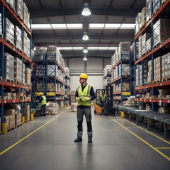 Guanti da lavoro in nitrile Kapriol Thin Touch indossati in ambiente industriale