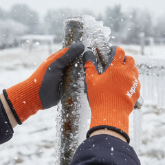 Guanti termici da lavoro Kapriol Winter indossati in condizioni di freddo e neve