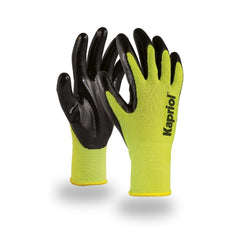 Guanti da lavoro Kapriol Thin Touch in nitrile giallo, vista frontale