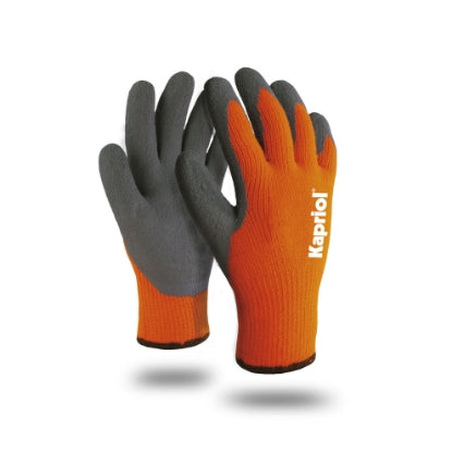 Kapriol Guanti Winter termici da lavoro con spalmatura rugosa in lattice arancio fluorescente