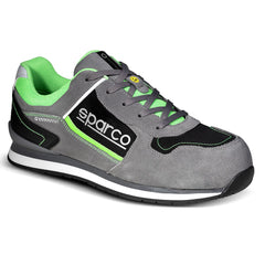 carpa antinfortunistica Sparco Gymkhana Chester grigia e verde in nubuck idrorepellente, vista laterale