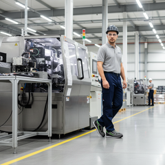 Operatore con scarpe di sicurezza Sparco Gymkhana Chester in magazzino, protezione e comfort sul lavoro