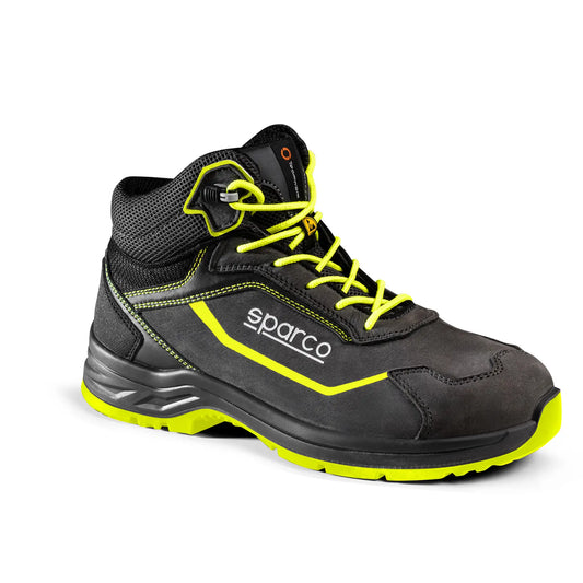 Sparco Indy Juri scarpa antinfortunistica S3 nera e gialla in nubuck con suola FlexGrip
