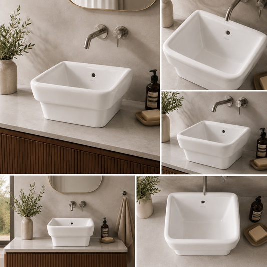 Lavabo a catino ceramica installato in bagno classico — offerta outlet