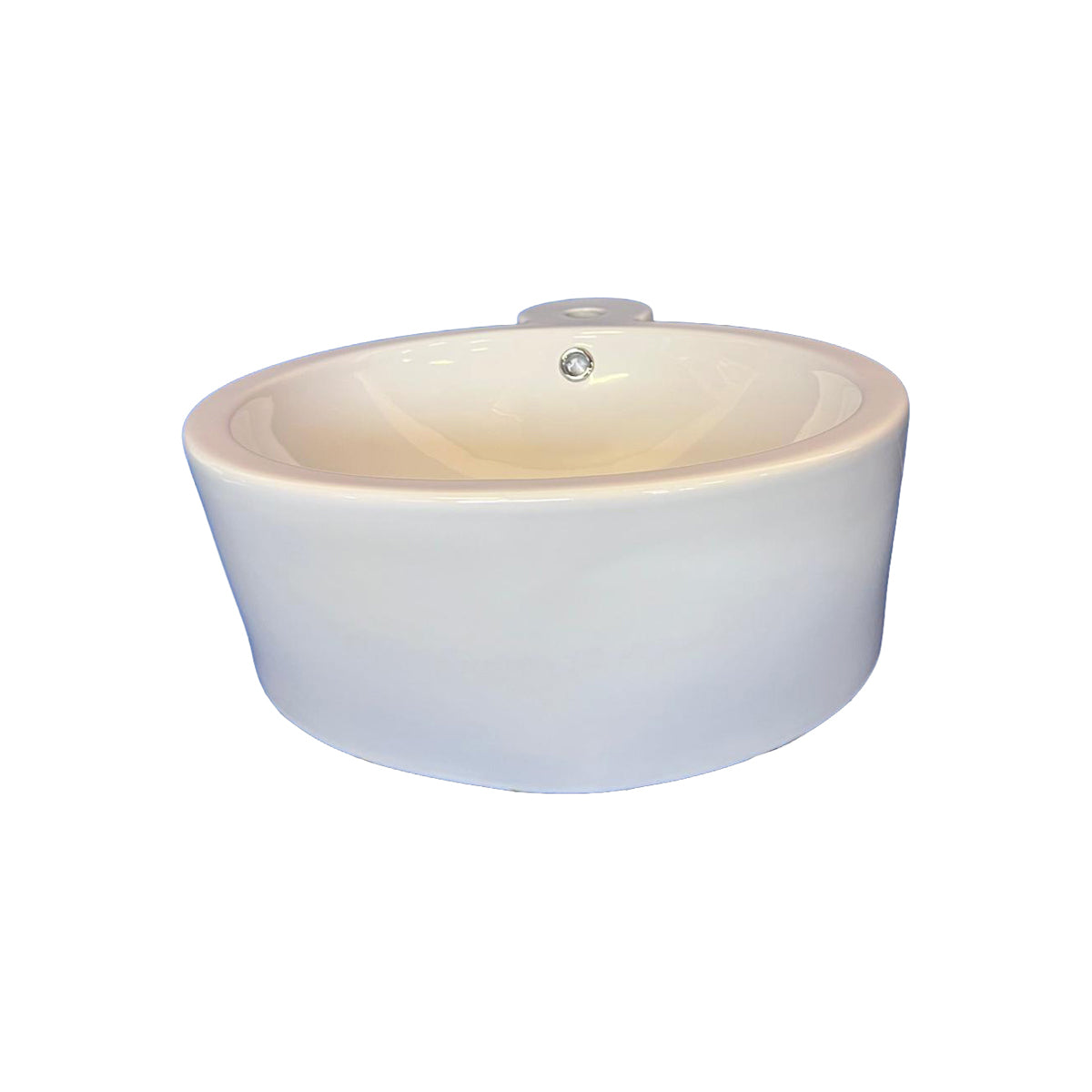 Lavandino da appoggio in ceramica bianca tonda per bagno moderno