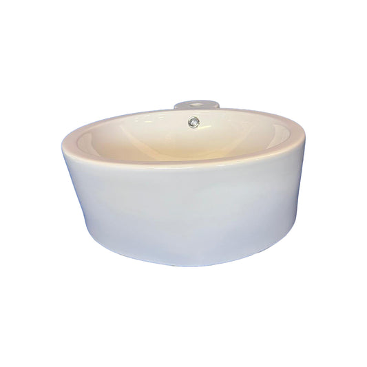 Lavandino da appoggio in ceramica bianca tonda per bagno moderno