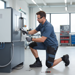 Tecnico con pantaloncino da lavoro Kapriol Slick in ambiente di manutenzione industriale