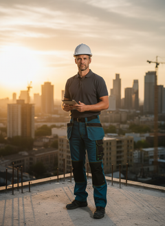 Lavoratore in cantiere con pantalone tecnico da lavoro Kapriol Dynamic