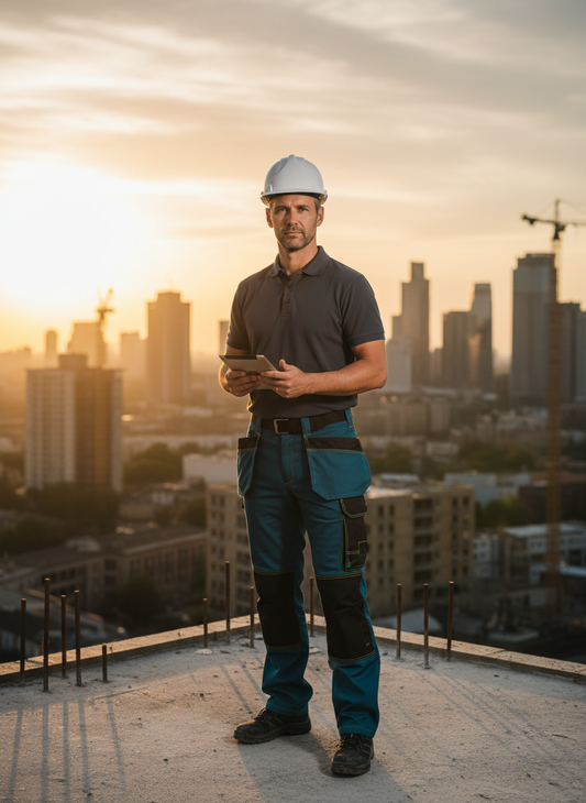 Lavoratore in cantiere con pantalone tecnico da lavoro Kapriol Dynamic