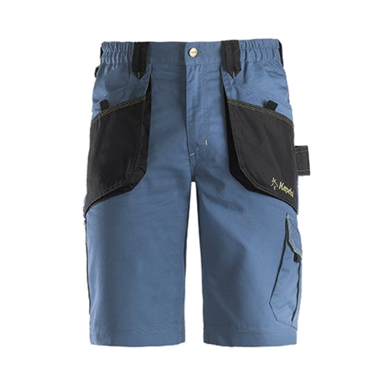Pantaloncino da lavoro Kapriol Slick blu con tasche cargo laterali su sfondo bianco