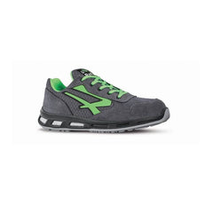 Scarpa antinfortunistica bassa U-Power Point verde e nera, vista laterale, linea Red Carpet