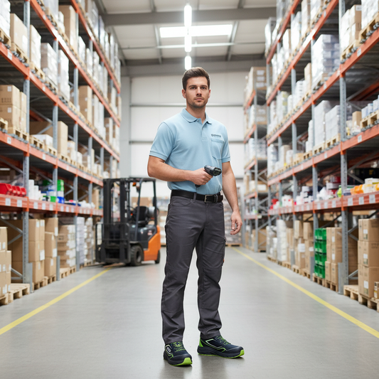Operatore logistica indossa scarpa antinfortunistica Sparco Team Willen in magazzino