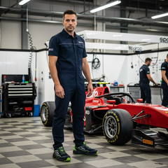 Tecnico automotive con scarpa di sicurezza Sparco Team Willen in officina