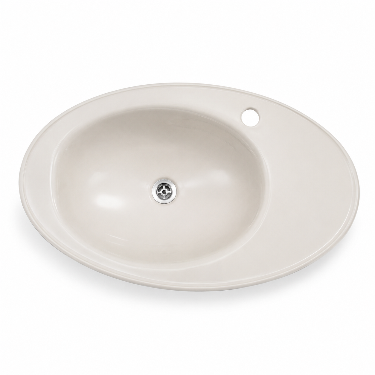 Top in cristallo ovale color tortora 45x75 cm da appoggio per bagno