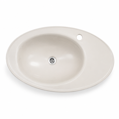 Top in cristallo ovale color tortora 45x75 cm da appoggio per bagno