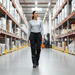 Operatrice indossa Sparco Pantalone Tech Oregon in ambiente industriale