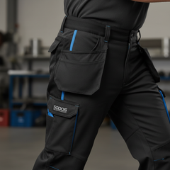 Dettaglio vita e tasche funzionali Sparco Pantalone Tech Oregon per professionisti