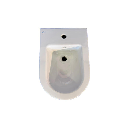 Bidet sospeso in ceramica bianca vista frontale — outlet sanitari bagno