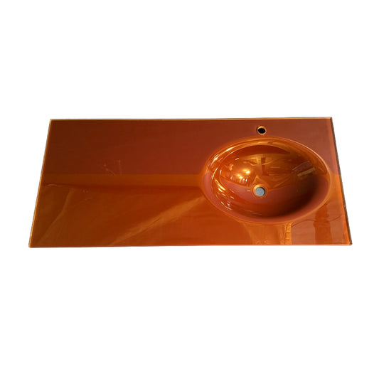 Top in cristallo colore marrone 56x120 cm per bagno moderno